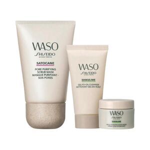 Shiseido Waso Invisible Pore Care Kit - 3 Pc Set - Cleanser, Scrub, Moisturizer